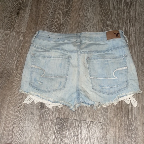 American Eagle Outfitters Light Blue Denim Shorts size 6 hi rise shortie - Picture 4 of 6